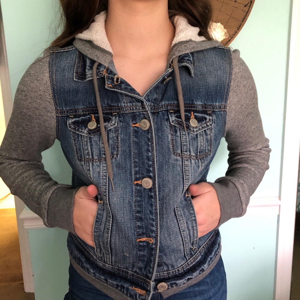 French terry and denim jacket